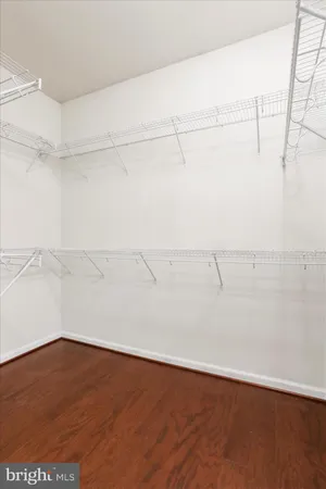 a view of a room with racks on the wall