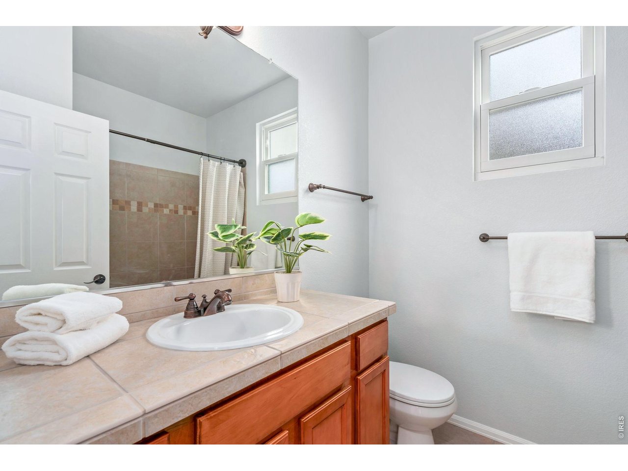 5574 Quarry Street Timnath, CO 80547 - Photo 27 of 43 a bathroom with a sink vanity mirror and toilet