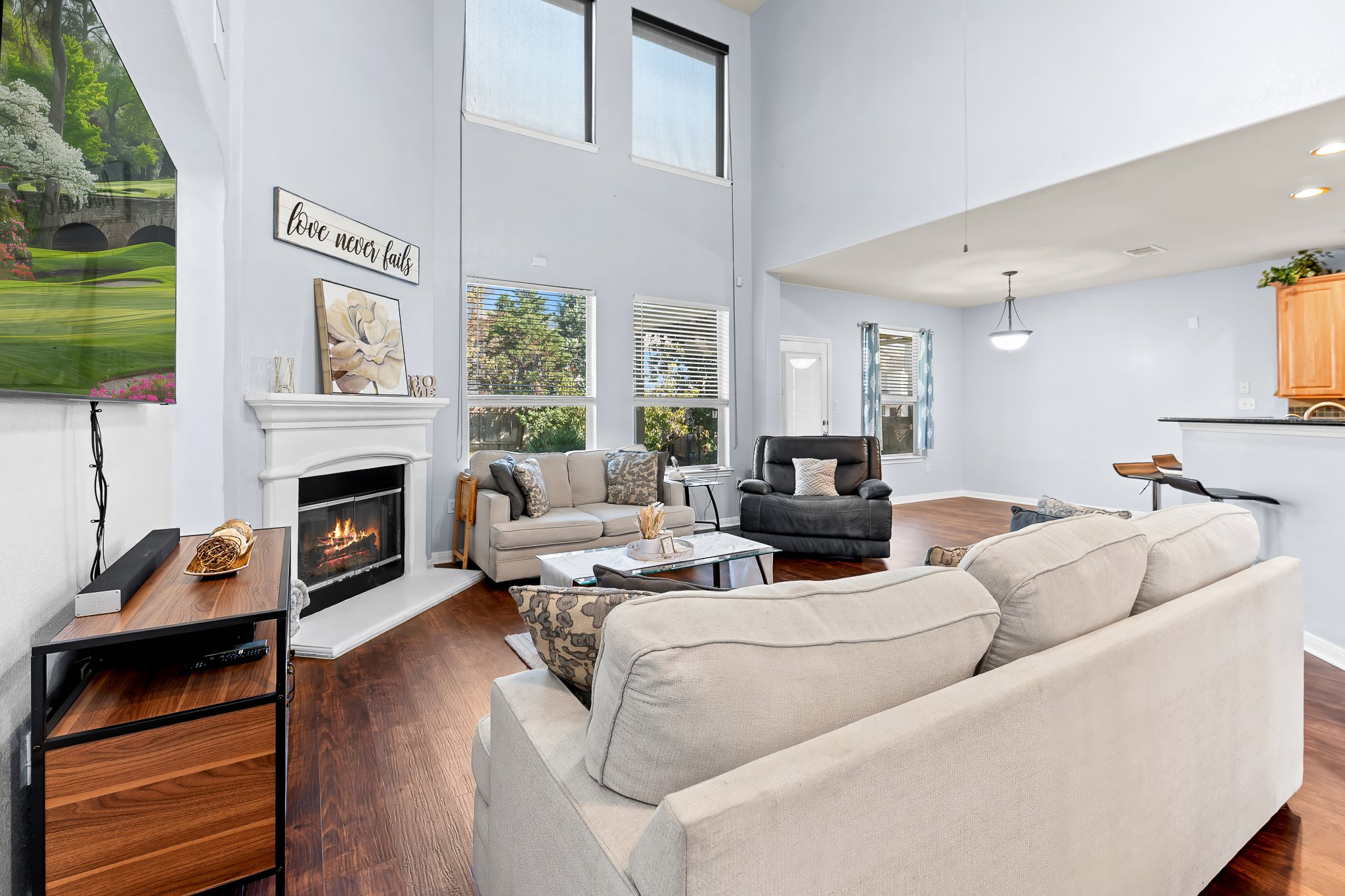 1211 Laurel Oak Trail Pflugerville, TX 78660 - Photo 11 of 40 a living room with furniture and a fireplace