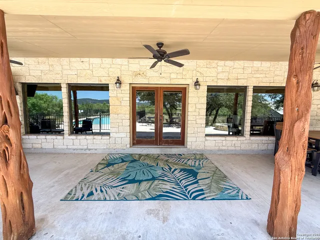 front view of a building with a porch