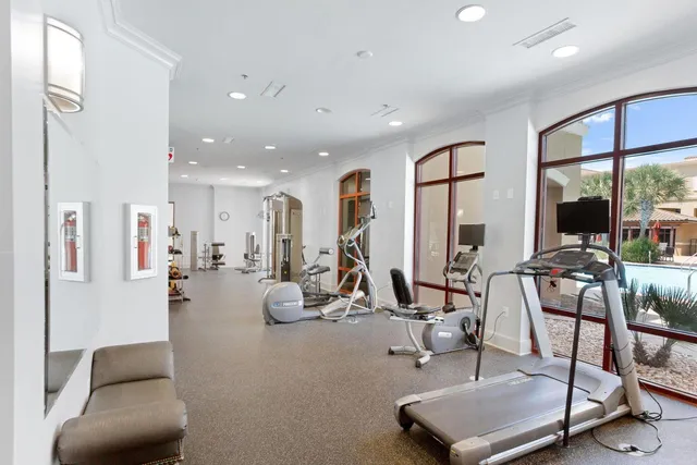 a view of a room with gym equipment