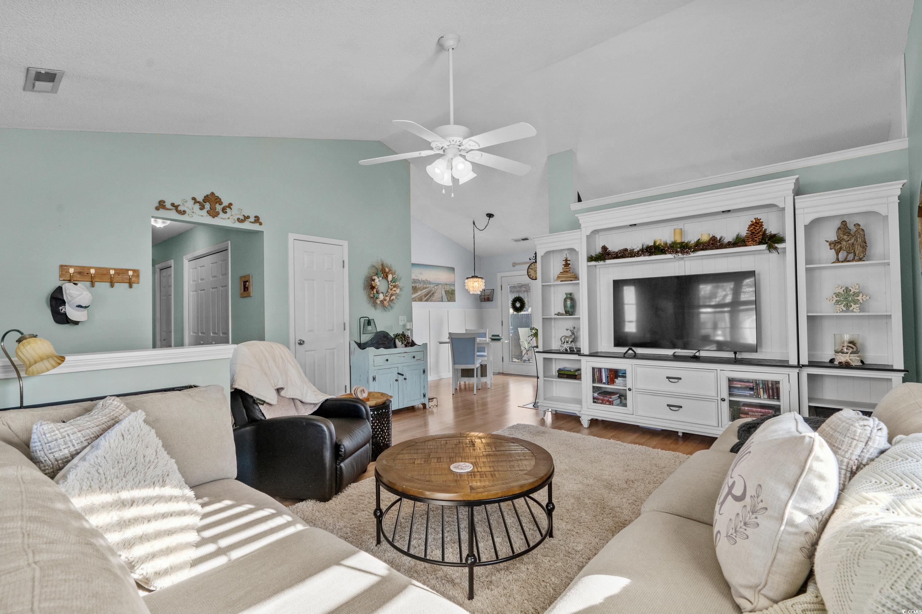 300 Kildare Court Myrtle Beach, SC 29588 - Photo 5 of 26 Living room with wood-type flooring, ceiling fan,