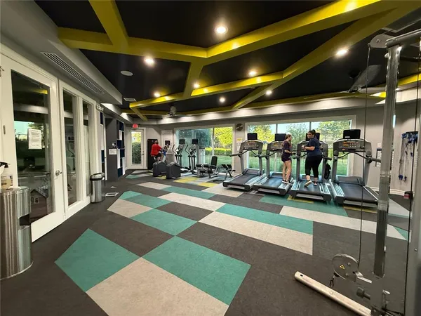 a view of a room with gym equipment