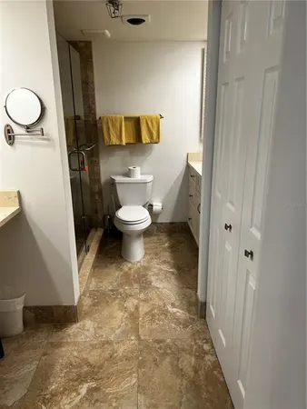 a bathroom with a toilet