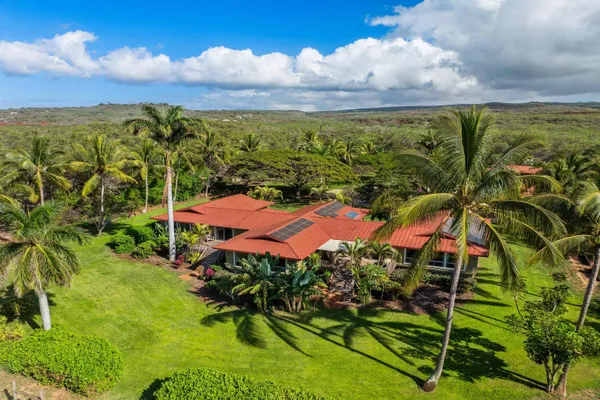 an aerial view of a house