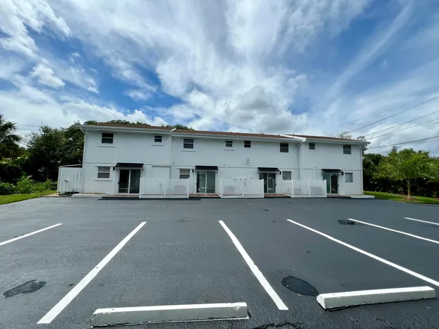 an outdoor view with patio