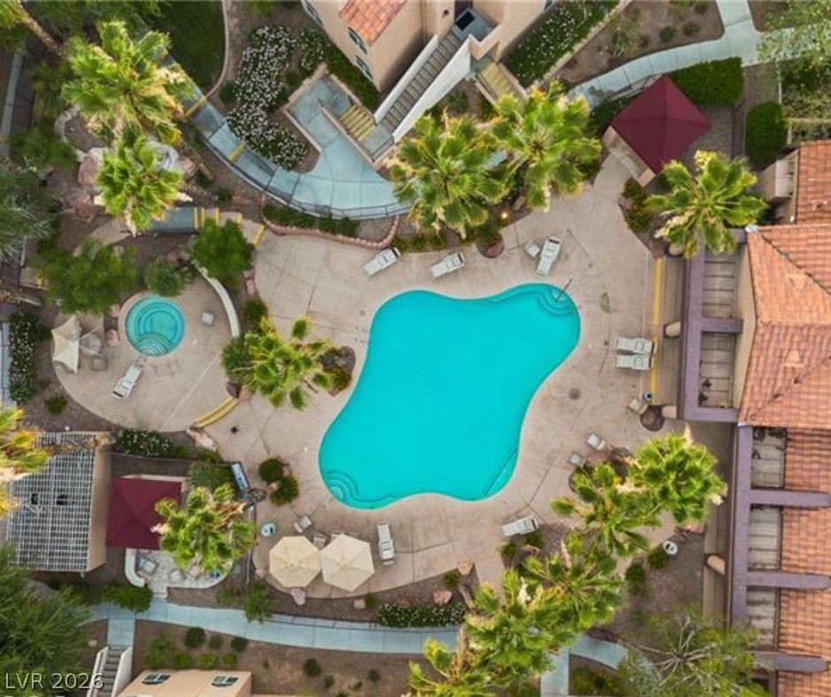 9325 West Desert Inn Road, Unit 239 Las Vegas, NV 89117 - Photo 28 of 29 Bird's eye view of a pool area