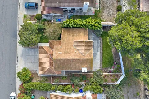an aerial view of a house