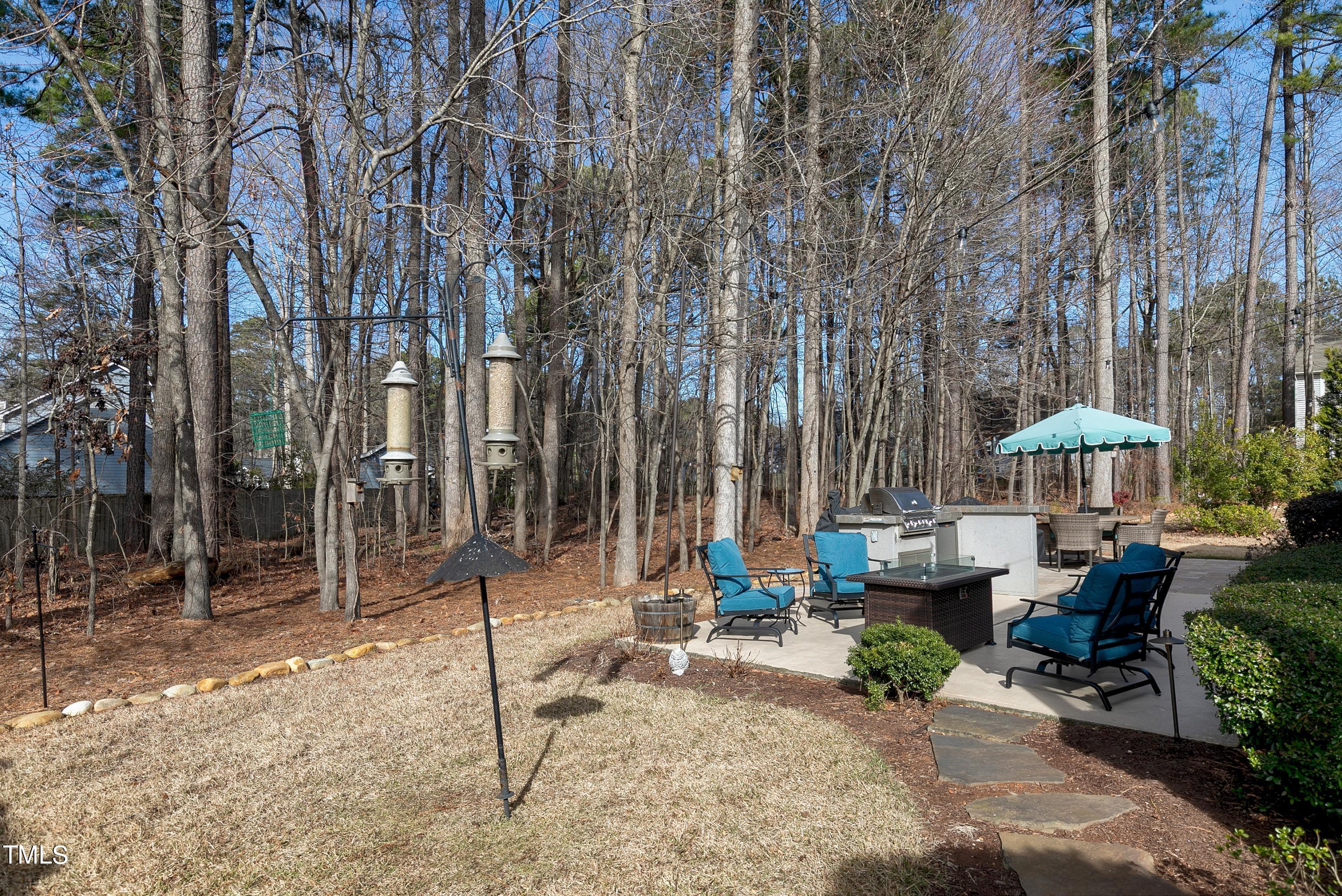 6115 Leesburg Lane Raleigh, NC 27617 - Photo 35 of 46 a view of a tables and chairs under an umbrella