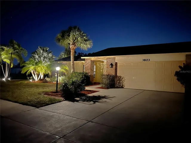 a potted plant sitting in front of a house with a yard