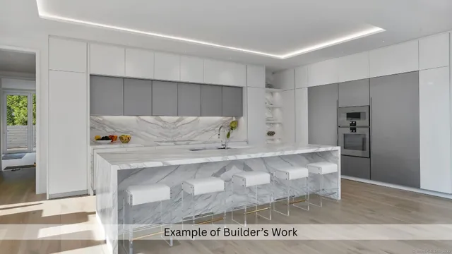 a view of kitchen with cabinets and outdoor space