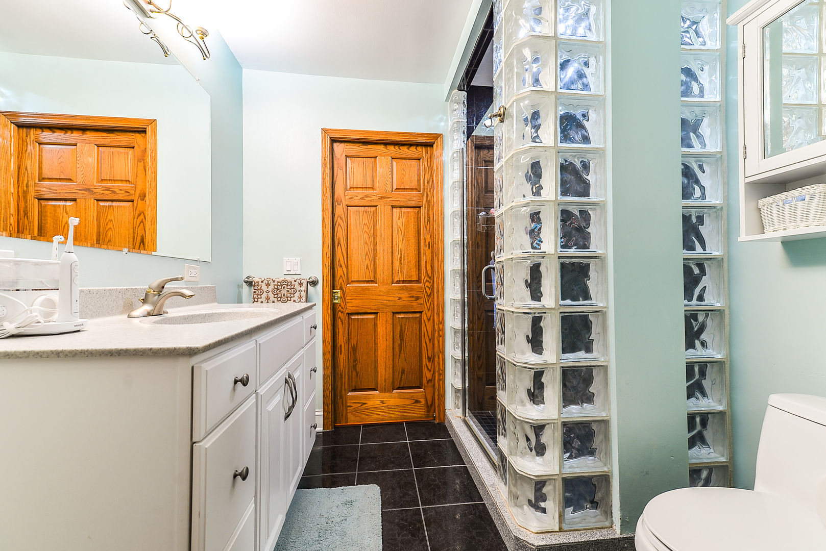 624 Riedy Road Lisle, IL 60532 - Photo 42 of 68 a bathroom with a sink a toilet a shower and a window