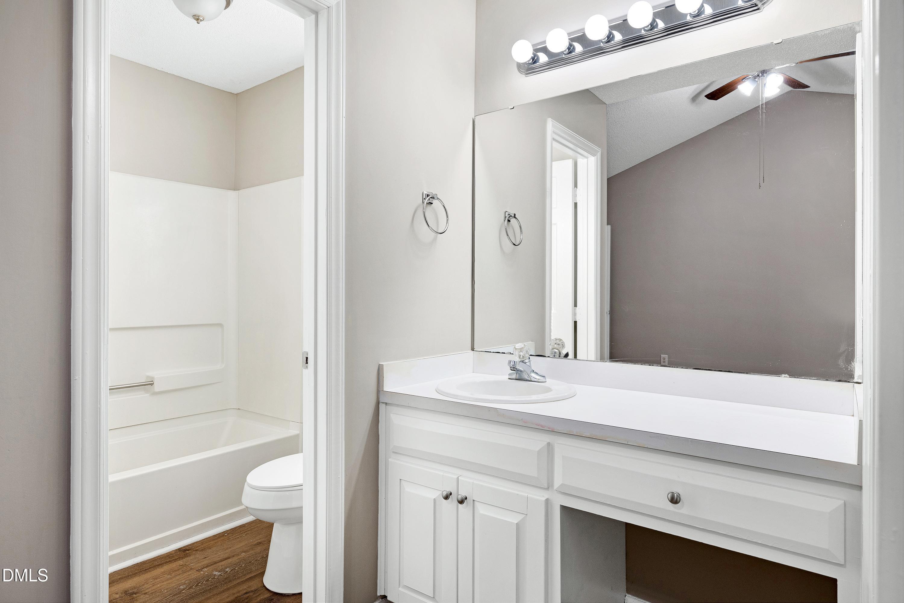 4100 Rockside Hills Drive Raleigh, NC 27603 - Photo 23 of 52 a bathroom with a sink a toilet and a bathtub