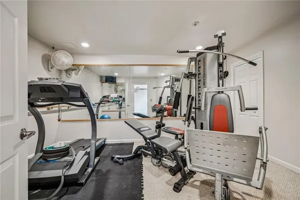 a view of a room with gym equipment