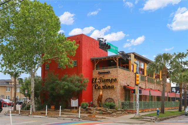 a front view of a building with street view