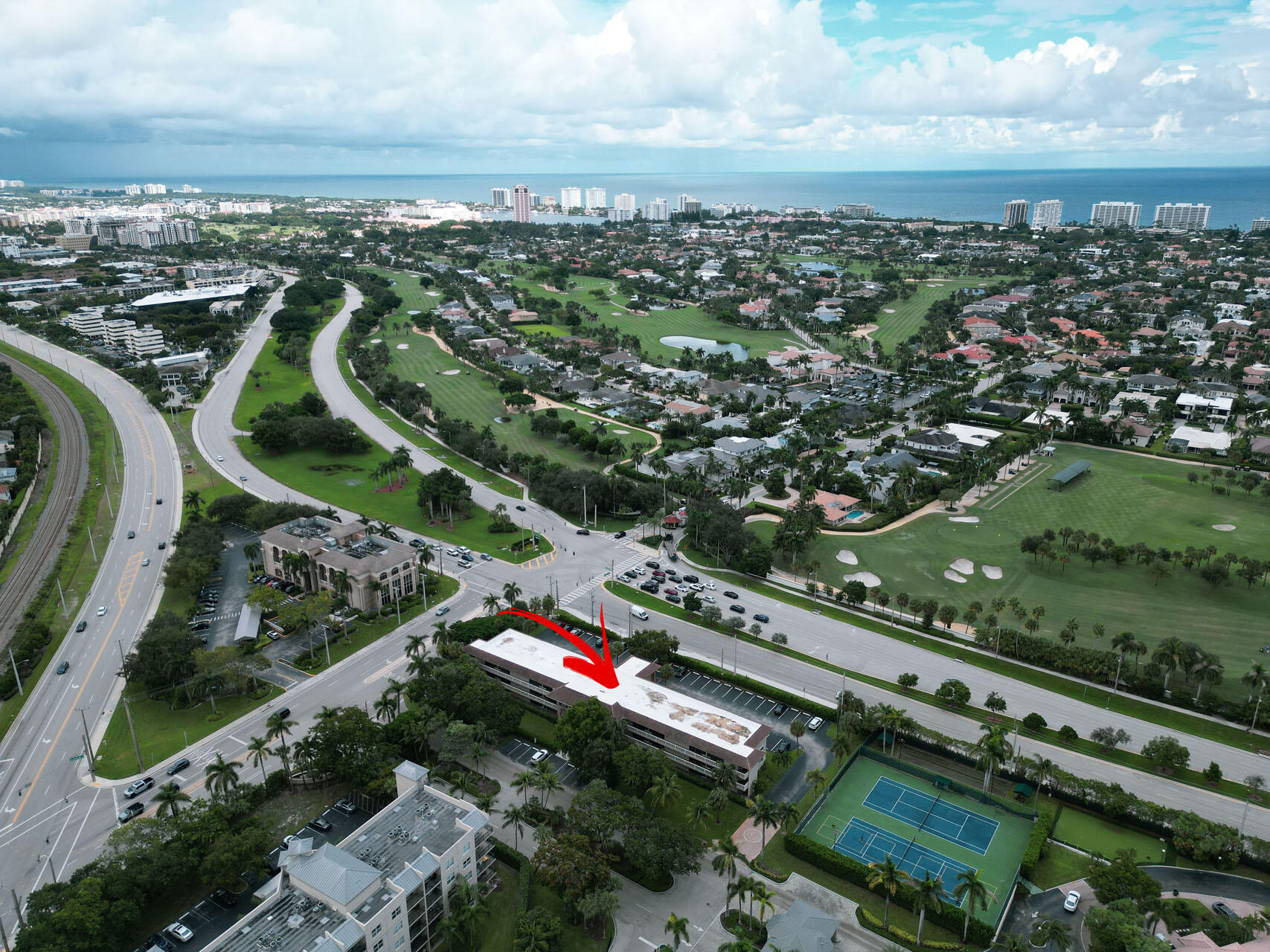 an aerial view of a city