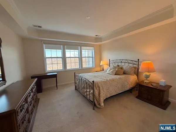 a living room with a lamp