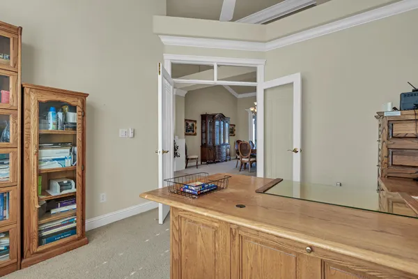 a living room with closet