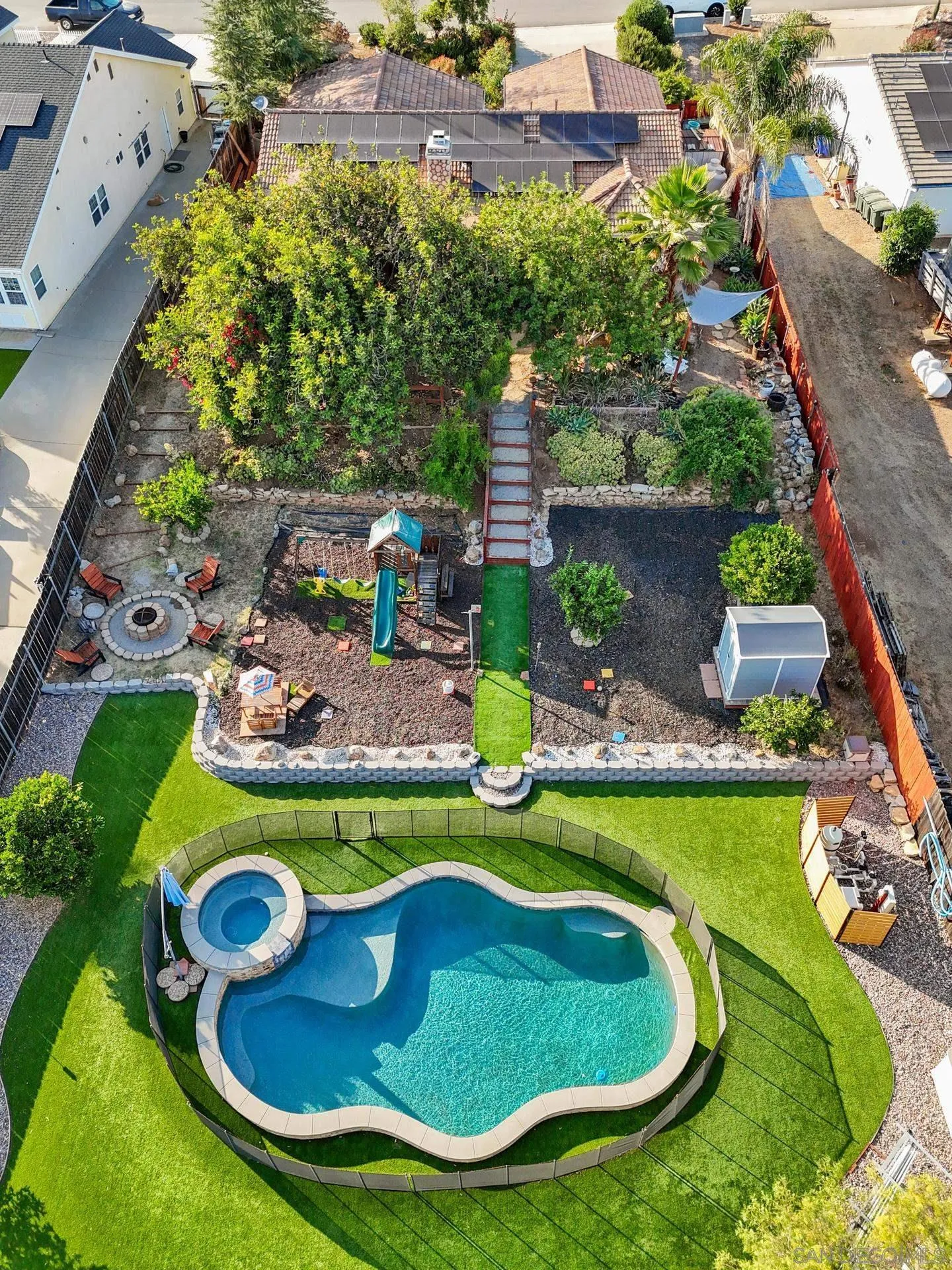 23849 Gymkhana Road Ramona, CA 92065 - Photo 6 of 57 an aerial view of a house with swimming pool outdoor seating and yard