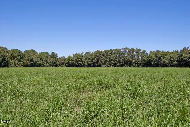 a view of a lake with a yard