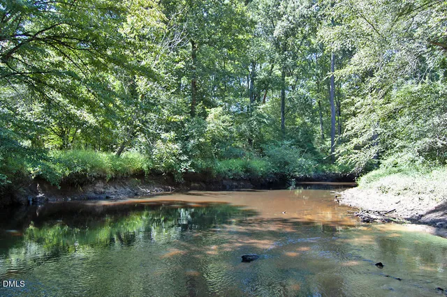 a view of a lake with a city
