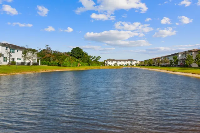 a view of a swimming pool and lake view