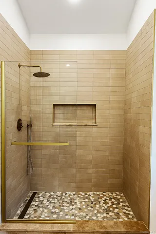a bathroom with a shower