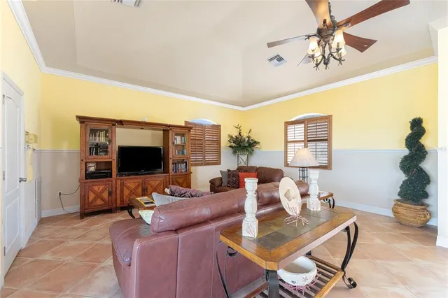 a view of an swimming pool and an outdoor seating