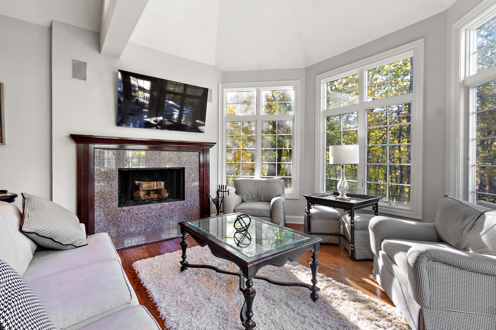 721 Chatfield Road New Lenox, IL 60451 - Photo 27 of 76 a living room with furniture a rug a fireplace and a flat screen tv