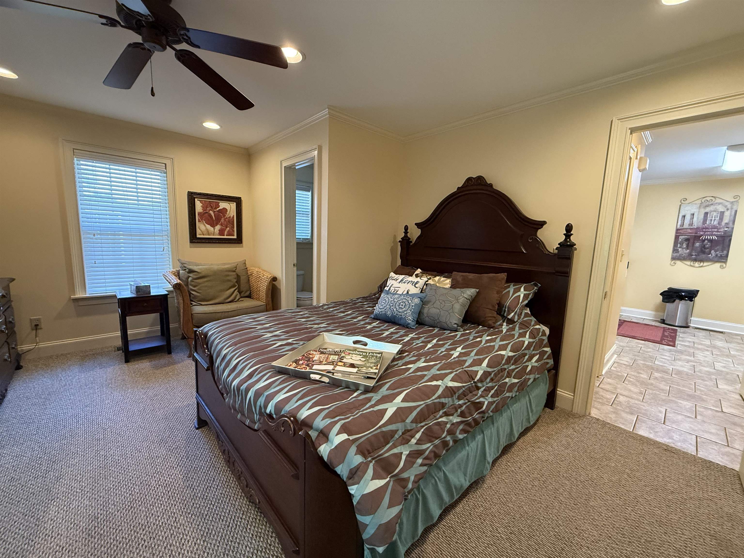 14 Patsy Path Iuka, MS 38852 - Photo 17 of 33 Carpeted bedroom featuring recessed lighting, ornamental molding, a ceiling fan, and baseboards