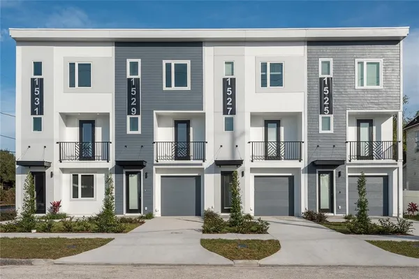 a front view of multiple houses