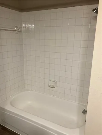 a bathroom with a bathtub