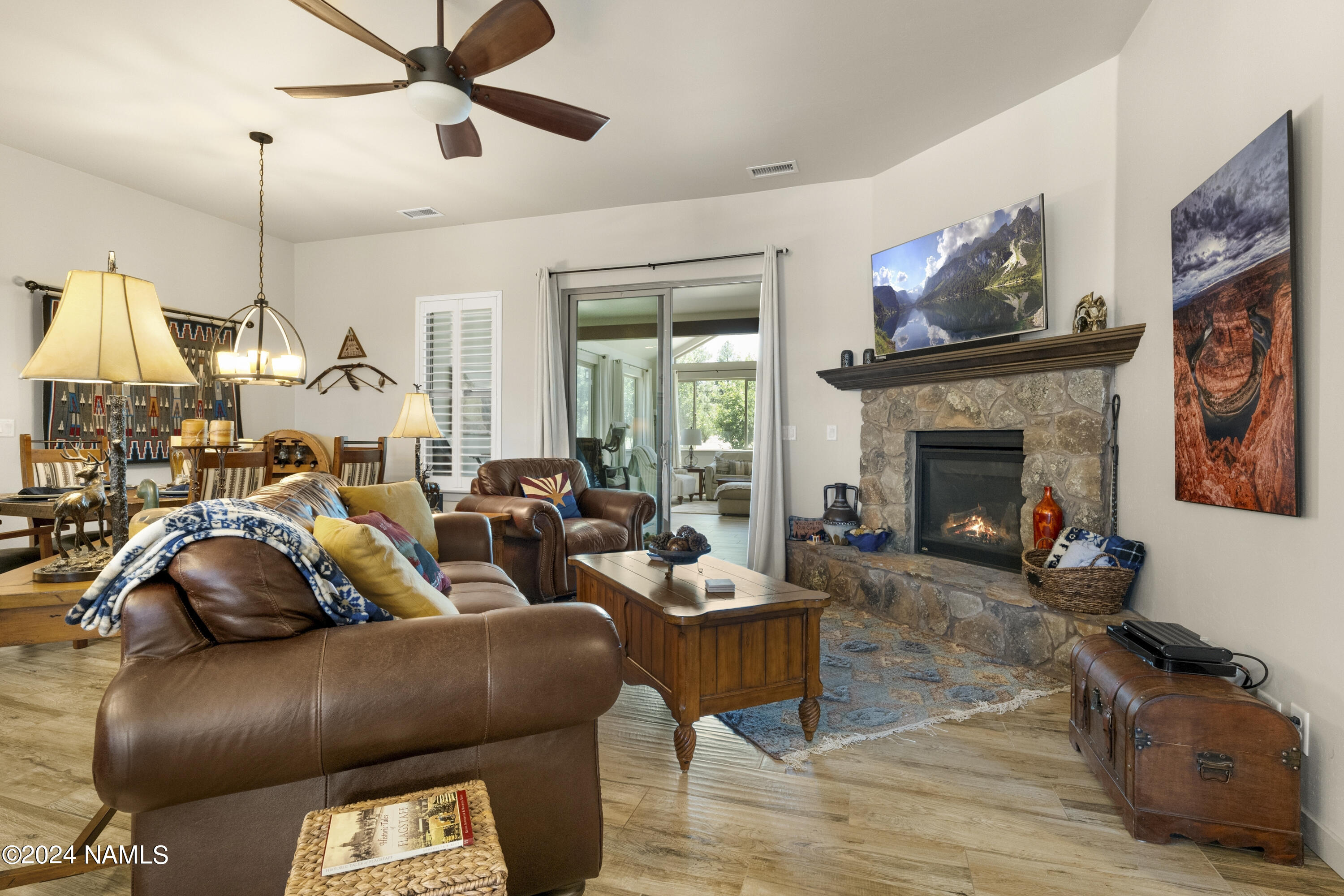 10290 Lundin Road Flagstaff, AZ 86004 - Photo 13 of 43 a living room with furniture and a fireplace
