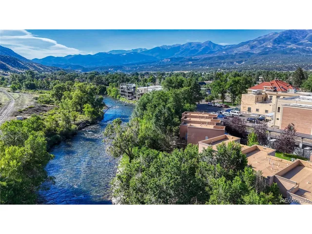 a view of a city with sunset view