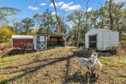 a view of a house with backyard and trees