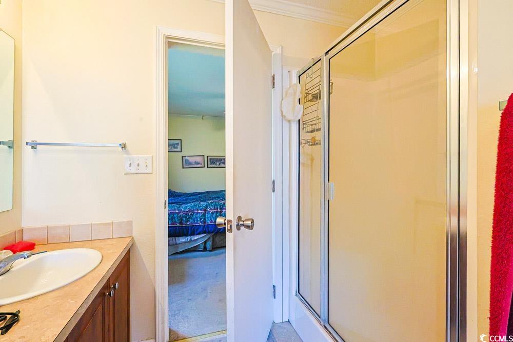 1291 Highway 701 Highway Loris, SC 29569 - Photo 15 of 40 Ensuite bathroom with vanity, a stall shower, and ornamental molding