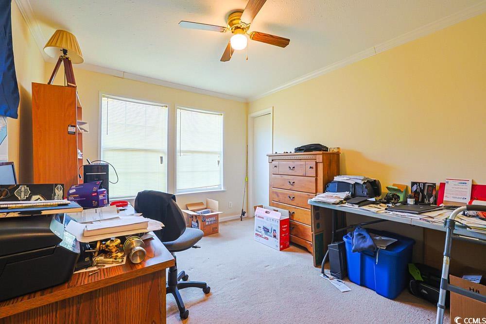 1291 Highway 701 Highway Loris, SC 29569 - Photo 20 of 40 Office with crown molding, light colored carpet, and ceiling fan