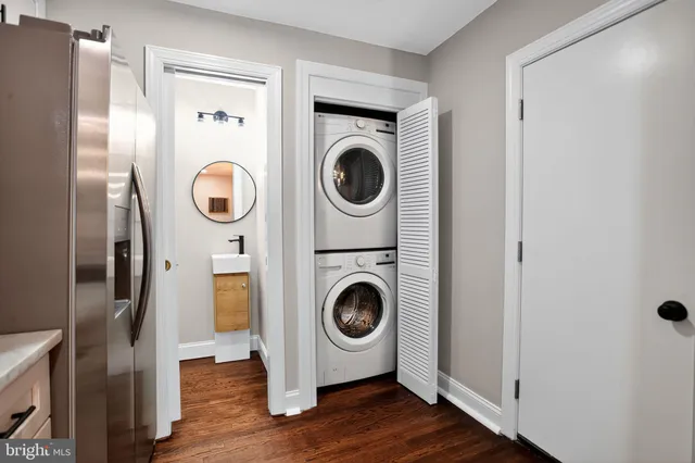 a utility room with dryer and washer