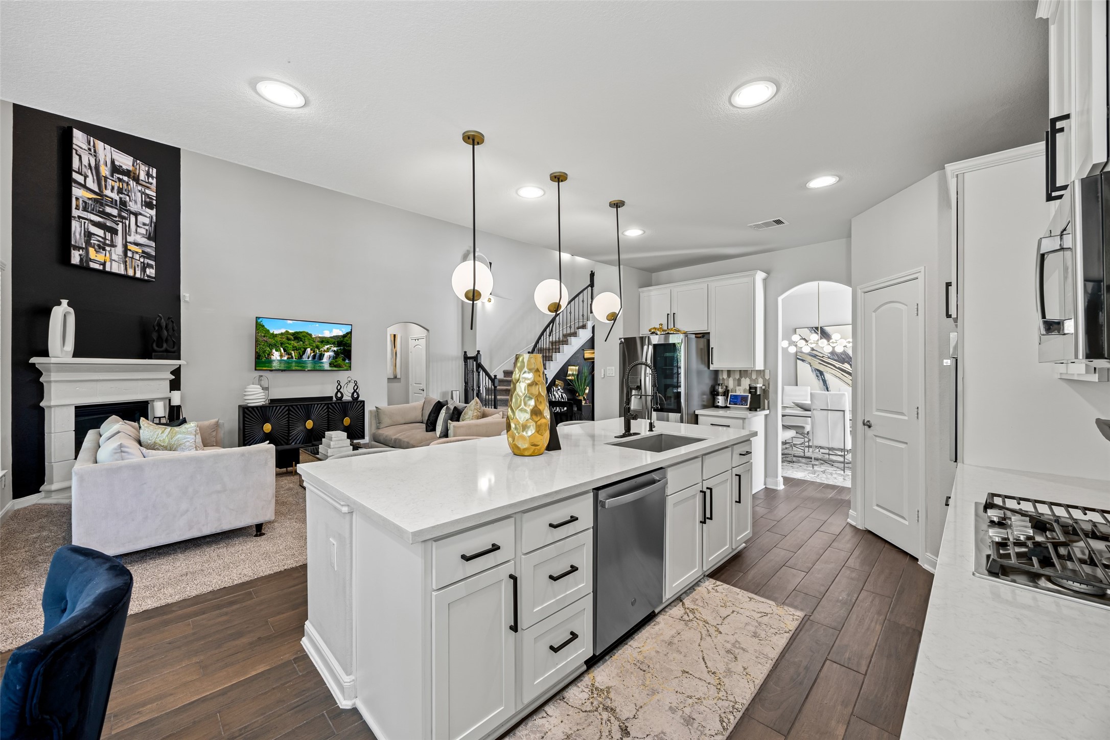 2823 Skerne Forest Drive Spring, TX 77373 - Photo 17 of 43 a large white kitchen with lots of counter space and refrigerator