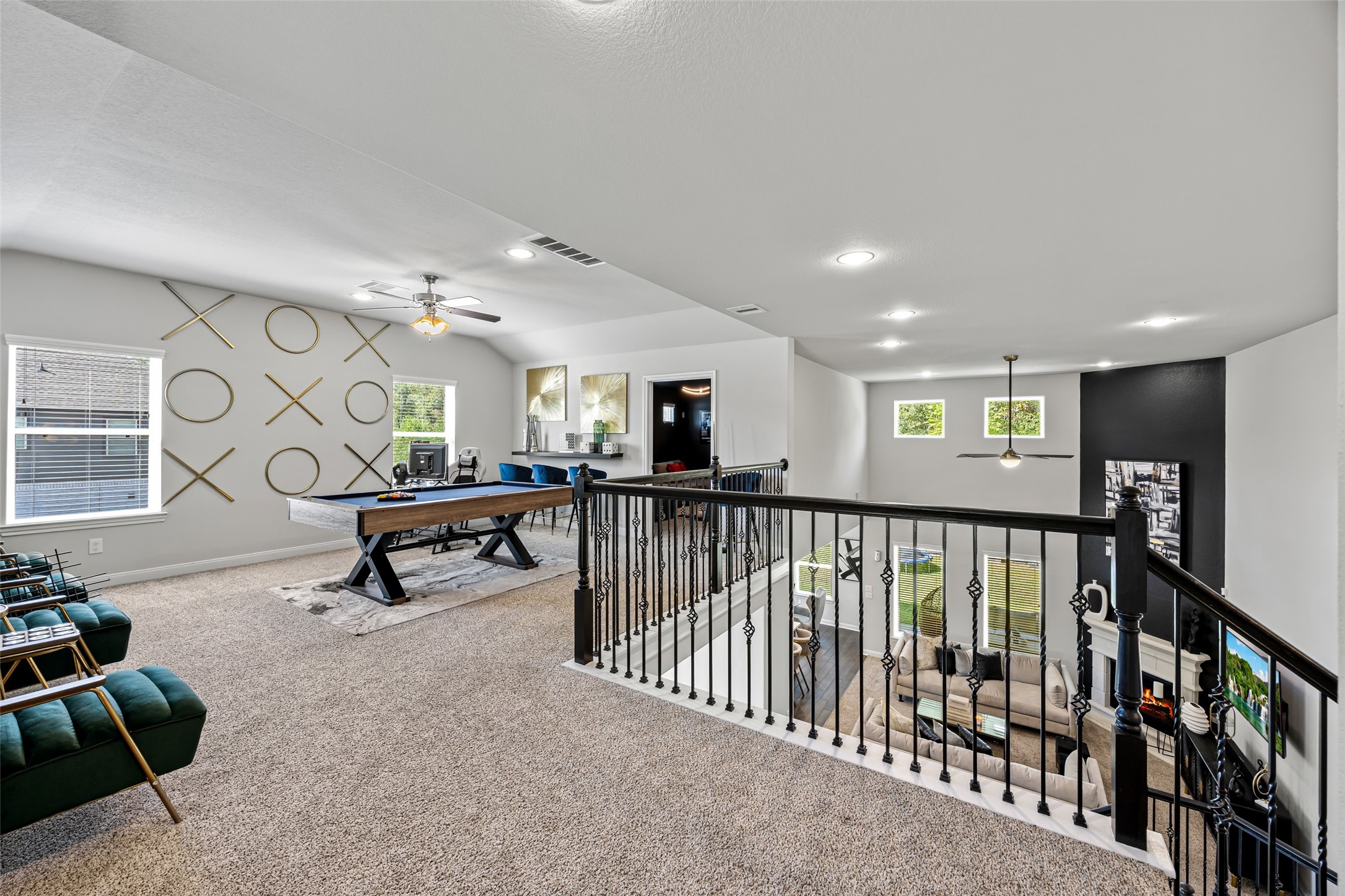 2823 Skerne Forest Drive Spring, TX 77373 - Photo 27 of 43 a view of a livingroom with furniture and a floor to ceiling window