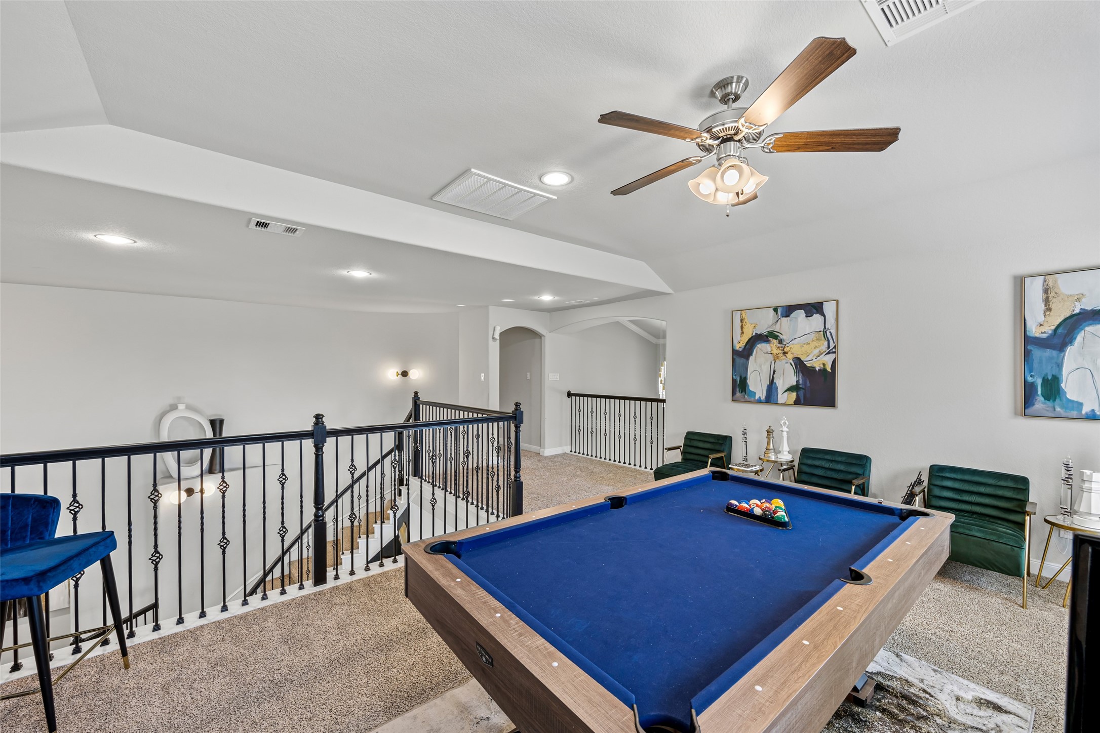 2823 Skerne Forest Drive Spring, TX 77373 - Photo 29 of 43 a room with pool table and a chandelier