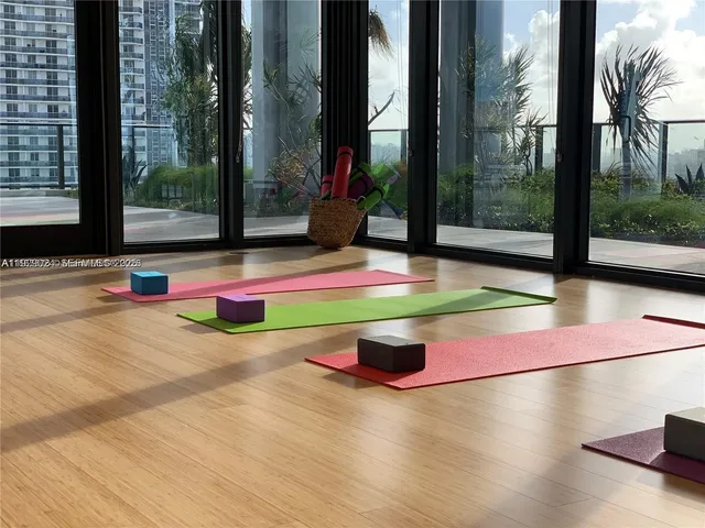 a view of a room with gym equipment