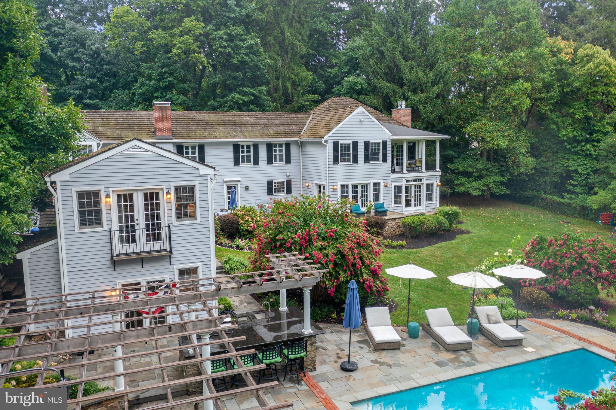 2 Private Way Wayne, PA 19087 - Photo 57 of 61 Separate 2 story pool house with FP and full bath