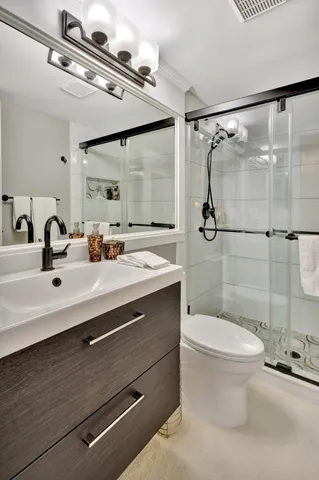 a view of a room with a window