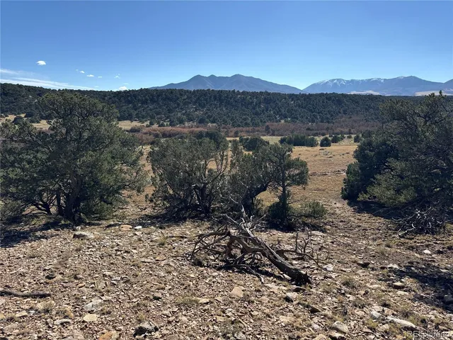 a view of a house with a mountain and a forest