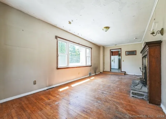 an empty room with windows