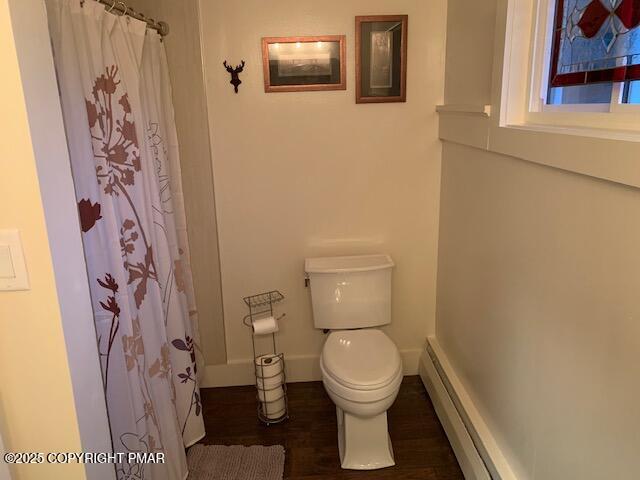 1164 Upper Seese Hill Road Canadensis, PA 18325 - Photo 11 of 12 a white toilet sitting next to a shower curtain