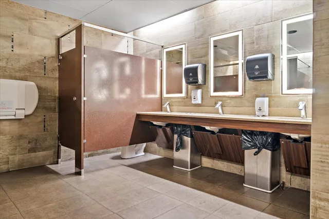 a view of a room with painted walls