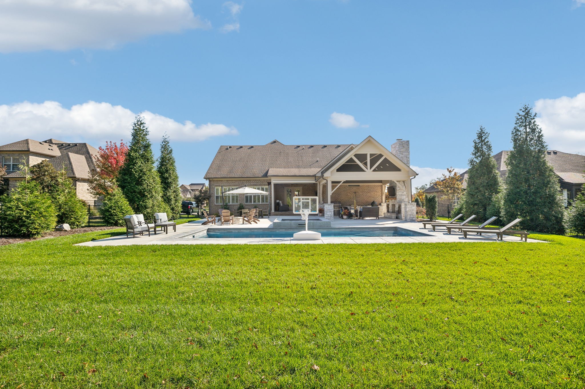 2772 Cabin Run Bridge Road Thompson's Station, TN 37179 - Photo 44 of 98 a view of a house with swimming pool and a yard