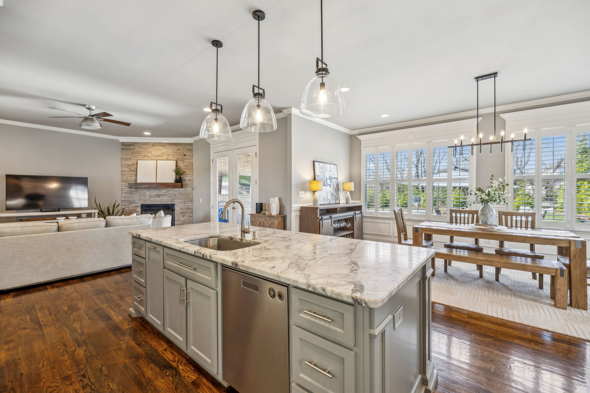 2772 Cabin Run Bridge Road Thompson's Station, TN 37179 - Photo 62 of 98 a large kitchen with kitchen island a large island in it